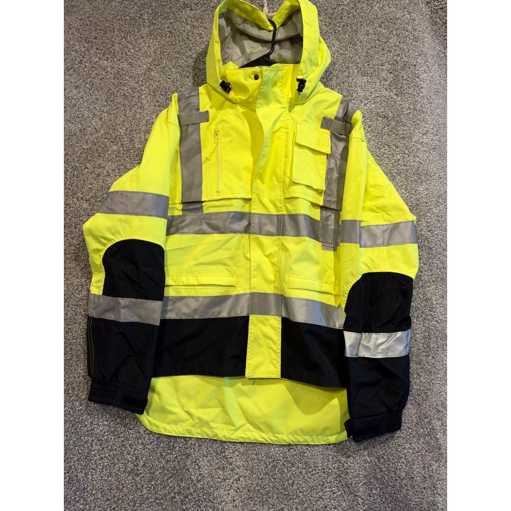 Radians Jacket Mens Large Yellow RW32-3Z1Y Radwear Hi-Vis Reflective Rain Coat *